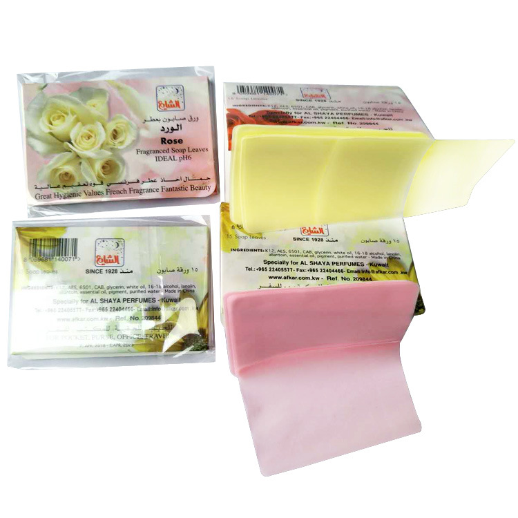 玫瑰柠檬绿茶等香味纸香皂片工厂OEM定制出口外贸